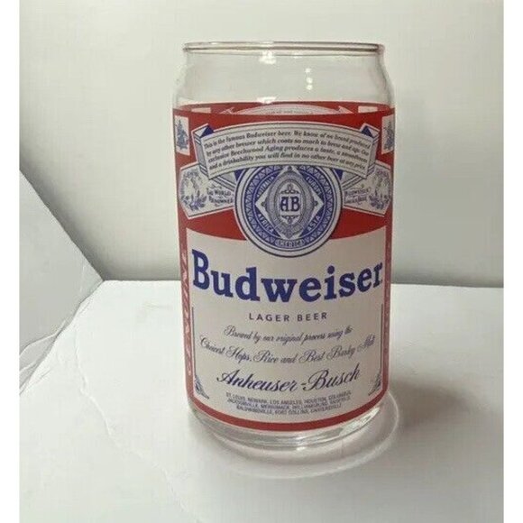 Vintage Anheuser Busch Budweiser Lager Beer Logo Glass Cup 5 inch Faded Appliqué - Picture 5 of 10